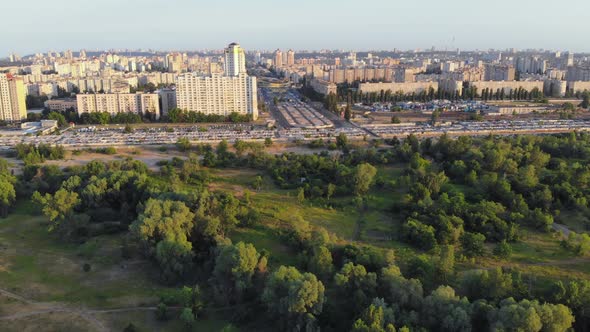 Outskirts of a Big City, Aerial View.