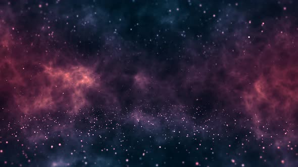 dramatic space scene with flying particles 4k animation