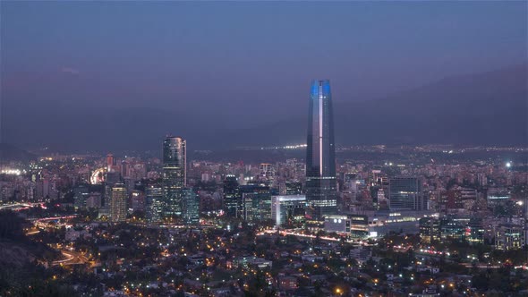 The Santiago city skyline from Day to Night