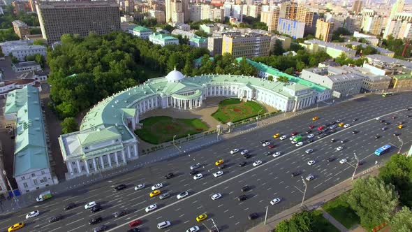 Sklifasofsky Areal View of the Highway Crossroad in Moscow Russia