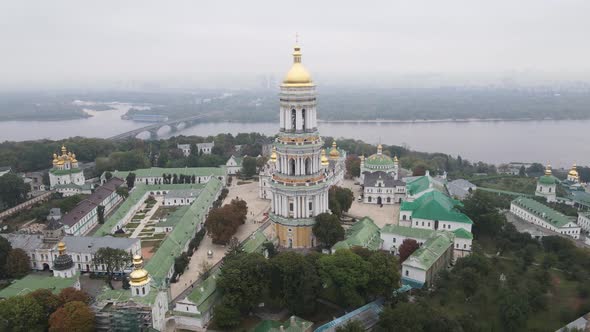Symbol of Ukraine : Kyiv-Pechersk Lavra. Kiev. Slow Motion Aerial View alt