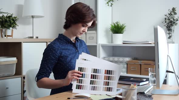 Designer Chooses Best Color Samples for the Client
