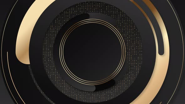 Luxury golden and black circles grunge geometric abstract motion background. alt