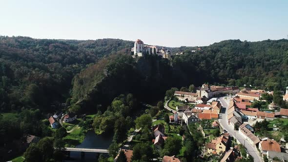 Aerial View on Vranov Castle in Czech Republic alt