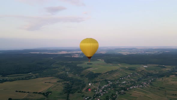 Air Balloon with Basket at Sunset Time alt
