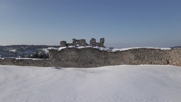 Aerial Drone View of the 13Thcentury Medieval Kremenets Castle in a Territory of Ukraine Country alt