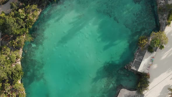 Aerial Top View Lake in Tropics