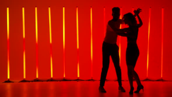Black Man and Caucasian Woman Dancing Salsa Passionately in Slow Motion alt