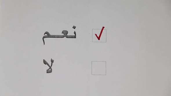 Checklist With Options Of Yes Or No (in Arabic) - Choosing Yes