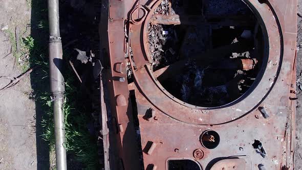 Vertical Video of a Destroyed Russian Military Equipment During the War in Ukraine alt