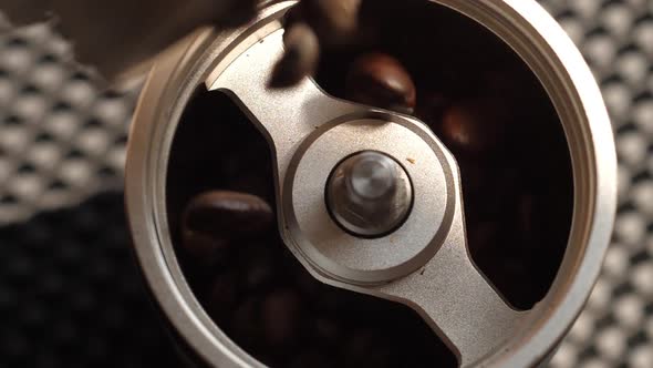 Pouring Coffee Bean In Grinder