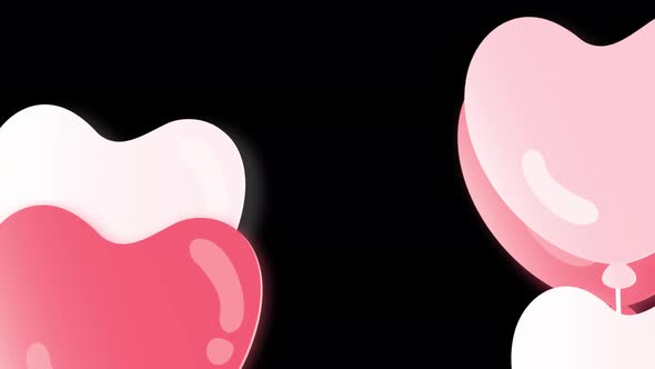 Valentine’s day heart balloons floating up in transparent background