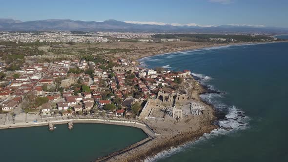 Aerial Footage of Antique City Side and Apollo Temple Ruins