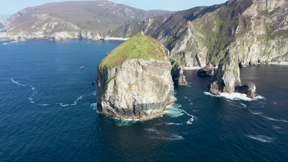 Aerial View of Tormore Island By Port Between Ardara and Glencolumbkille in County Donegal The alt