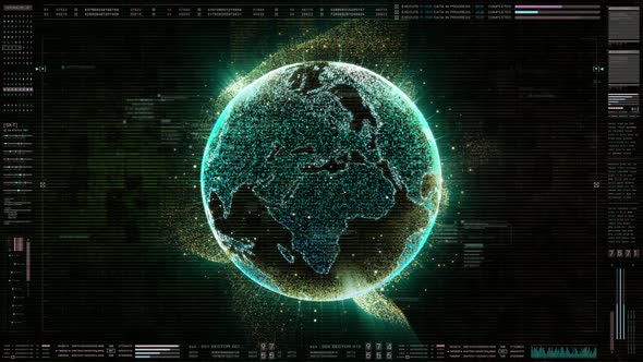 Futuristic HUD Digital Holographic Earth, Motion Graphics | VideoHive