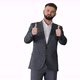 Рandsome Bearded Business Man Thumbsup on White Background