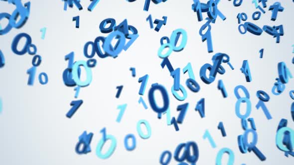 Concept animation of binary digits that form a map of the Earth's continents. alt