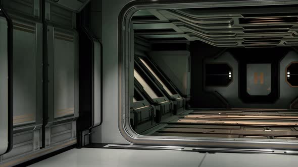 Realistic Futuristic Scifi Spaceship Corridor alt