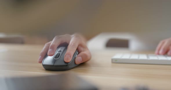Woman work on computer at home alt