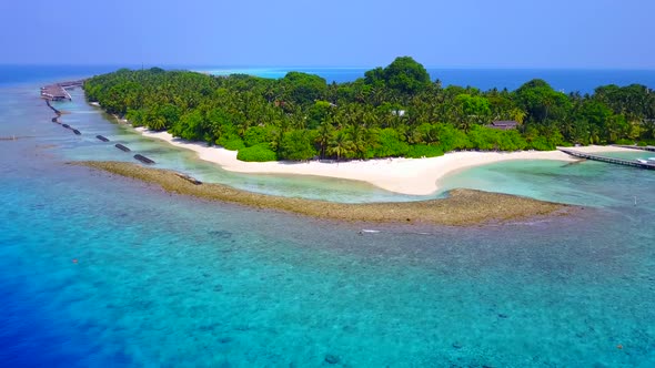 Drone seascape of lagoon beach by lagoon and sand background alt