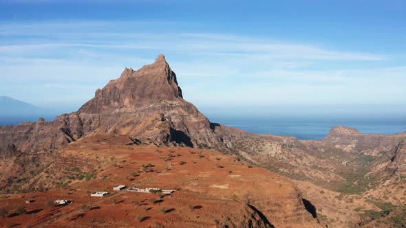 Aerial view of Brianda mount in Rebeirao Manuel in Santiago island in Cape Verde - Cabo Verde