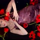 Passionate Red Tulips and Sexy Redhaired Lady in Black Water of Pool or Fabulous Lake or River - VideoHive Item for Sale