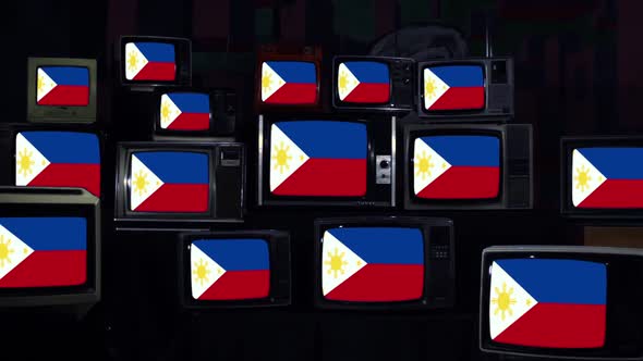 Flag of the Philippines and Retro TVs. alt
