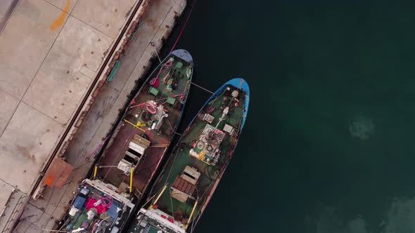 Cargo or Fishing Vessels in Port