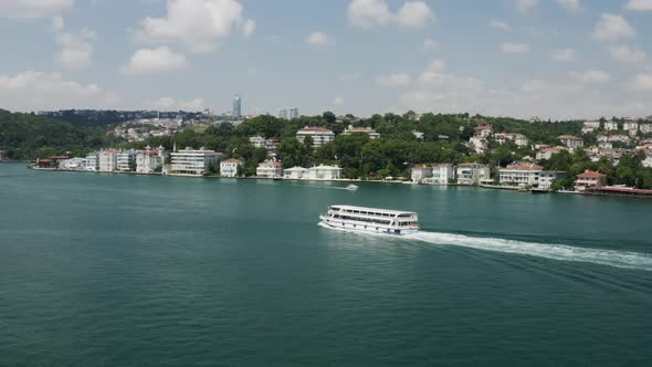 Istanbul Bosphorus And Boats Aerial View