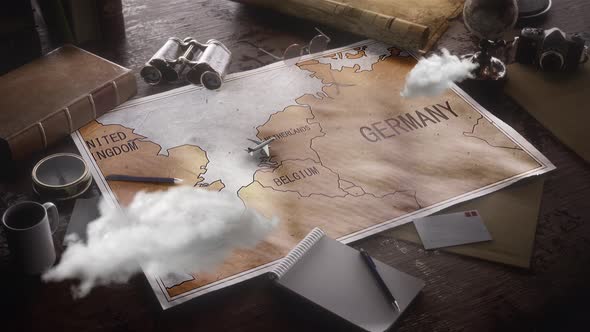 Vintage Travel World Map Country Netherlands Location alt