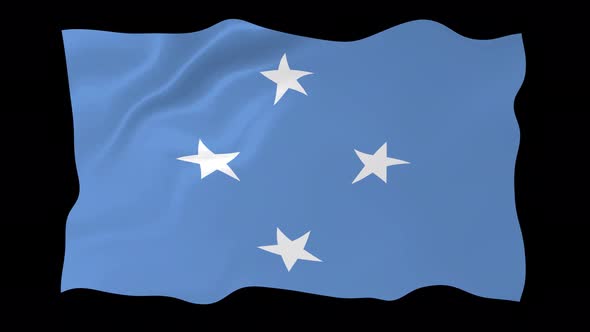Micronesia Flag Wave Motion Black Background
