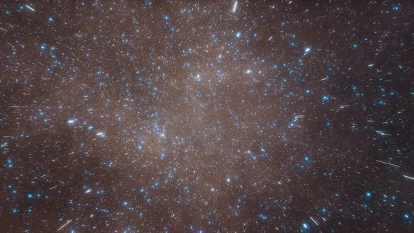 Spaceship Flies Near Colored Nebula in Space alt