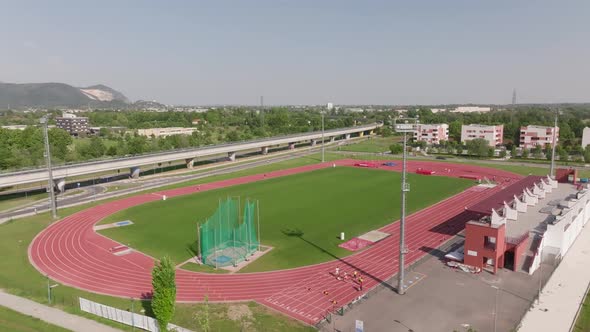 Drone footage of athletic track