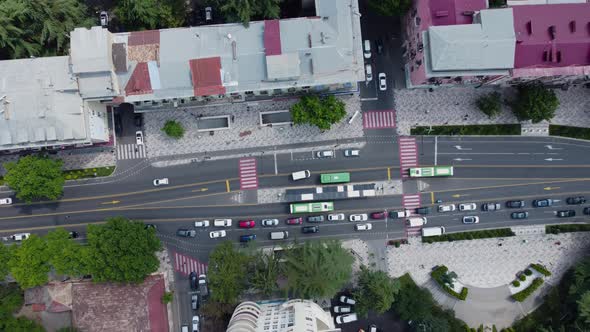 Bus Stop Aerial Shoot - Traffic in the city alt