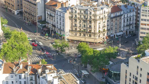 Aerial Panorama Above Houses Rooftops in a Paris Timelapse alt