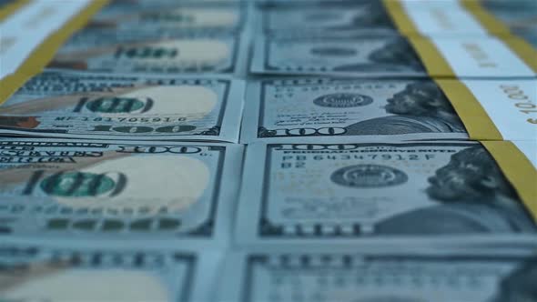 Bundles Of USA Dollar Bills Tied.