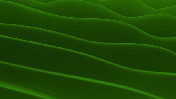 3D Abstract Waves Green Background 4K