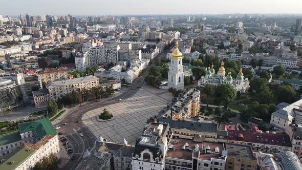 Kyiv Cityscape, Ukraine. Aerial View, Kiev. Slow Motion alt
