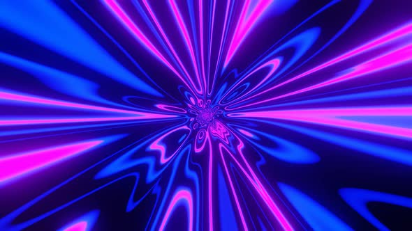 3D Abstract Animation Neon Color Pulsing Warped Curves on Black Background