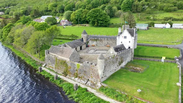Aerial View of Parke's Castle in County Leitrim Ireland alt
