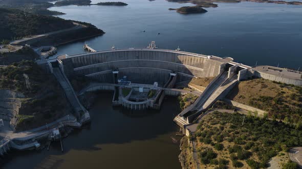 Alqueva Dam in Portugal. Aerial panoramic view alt