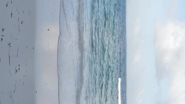 Zanzibar Tanzania  Vertical Video of the Ocean Near the Coast Slow Motion alt