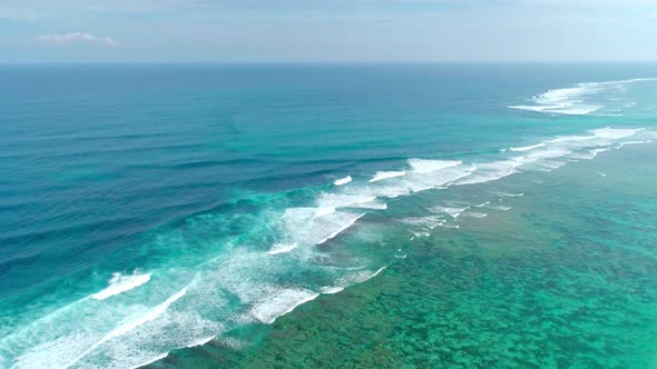Aerial view of the ocean surf alt