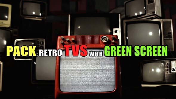 Pack of Retro TVs with Green Screen. 4 Clips. 4K Resolution. alt