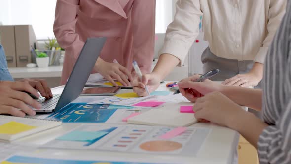 Business meeting talk close-up hand brainstorm startup graph chart. alt