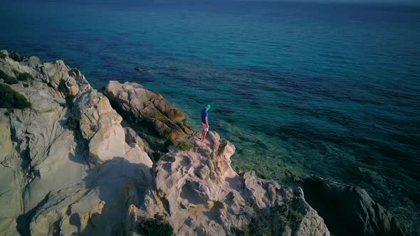Man on Rocky Beach in Sithonia, Greece
