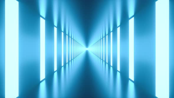 4K Video animation. Loop video of a tunnel with bright lights on the laterals. Futuristic concept. alt