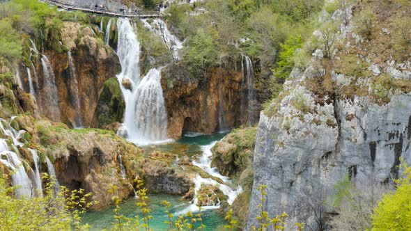 Plitvice Lakes National Park North Dalmatia the Cascades Flow Down to Lower Lake alt
