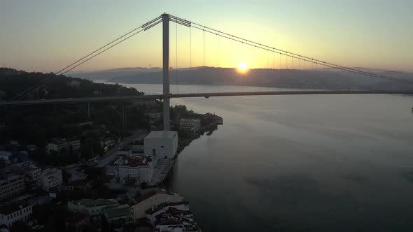 Ortakoy Mosque and Istanbul Bosphorus Bridge Aerial Video alt