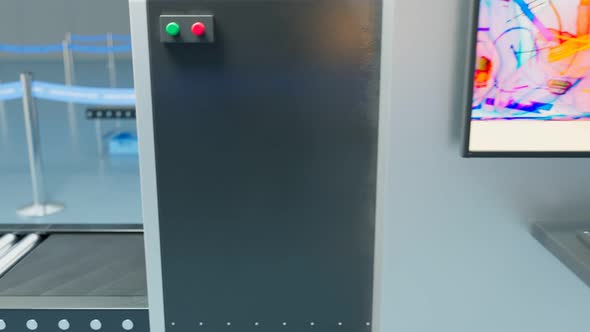 Instruction animation of how Airport Security luggage scanner works. Xray. 4k HD alt